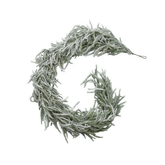 Deeceymbur White Flocked Pine Garland All Weather Outdoor Indoor Xmas Tree Decoration