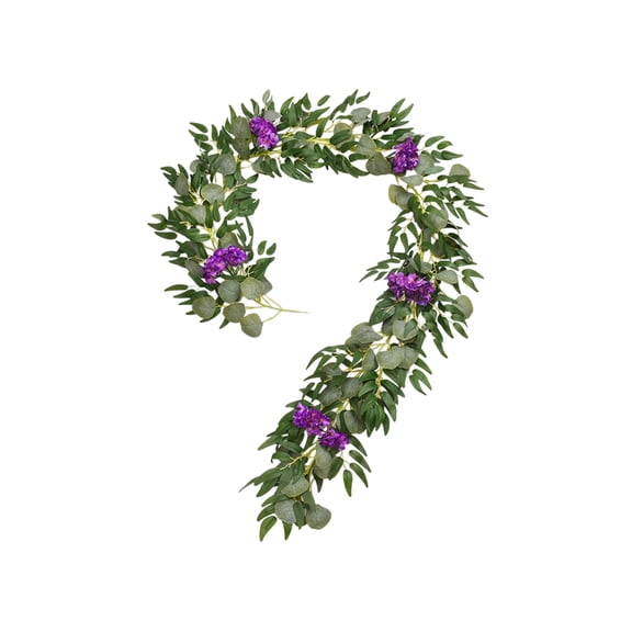 Deeceymbur White Purple Eucalyptus Hydrangea Vine Garland 200cm Wedding Wall Hanging Decor