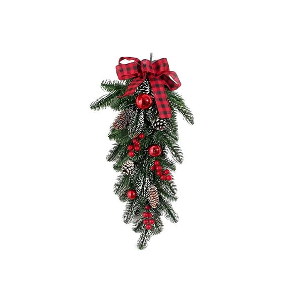 Deeceymbur Winter Wreaths Rattan Front Door Large Christmas Wreath Artificial Green Decor for Window Walls Indoor Outdoor Home Decoration