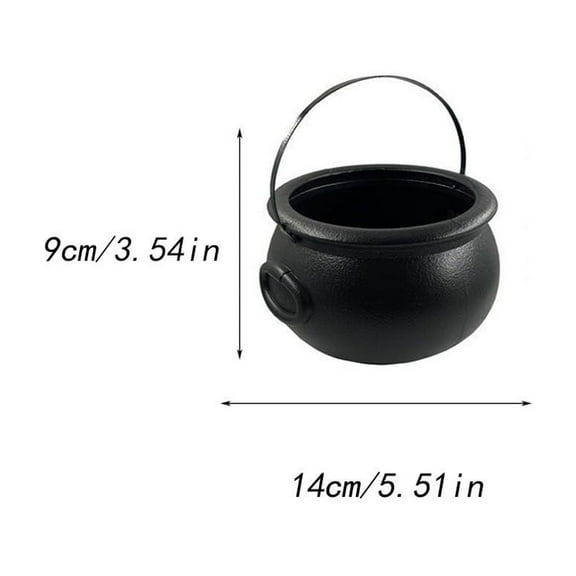 Deeceymbur Witch Pot Plastic Flame Bucket Black Cauldron for Halloween Candy and Decorations M