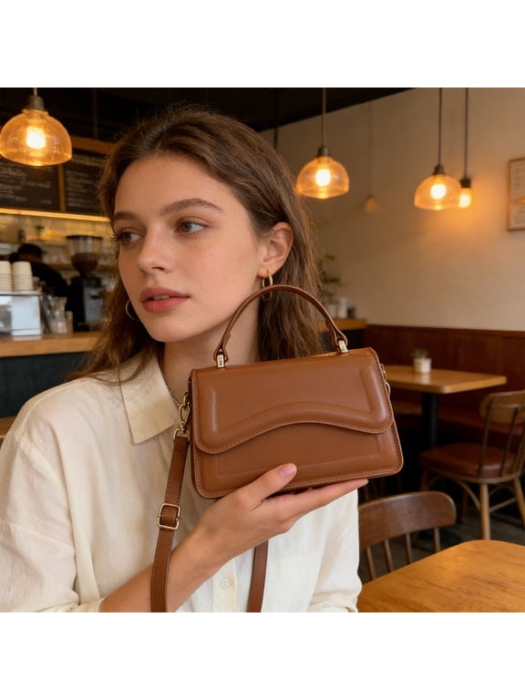 Women Fashion Square Tote Crossbody Shoulder Handbag Purse Clutch Casual Solid Small with Adjustable Strap Multiple Colors