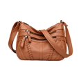 thumbnail image 1 of Deeceymbur Women Soft Washed Leather Shoulder Bag Multi-Zip Spacious Large Capacity Handbag For Daily Use Travel Work Shopping Necessity, 1 of 9