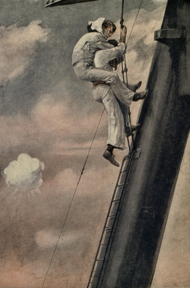 Deeds of British Navy 1917 Rescue from HMS Inflexible Canvas Art - P Dadd (18 x 24)