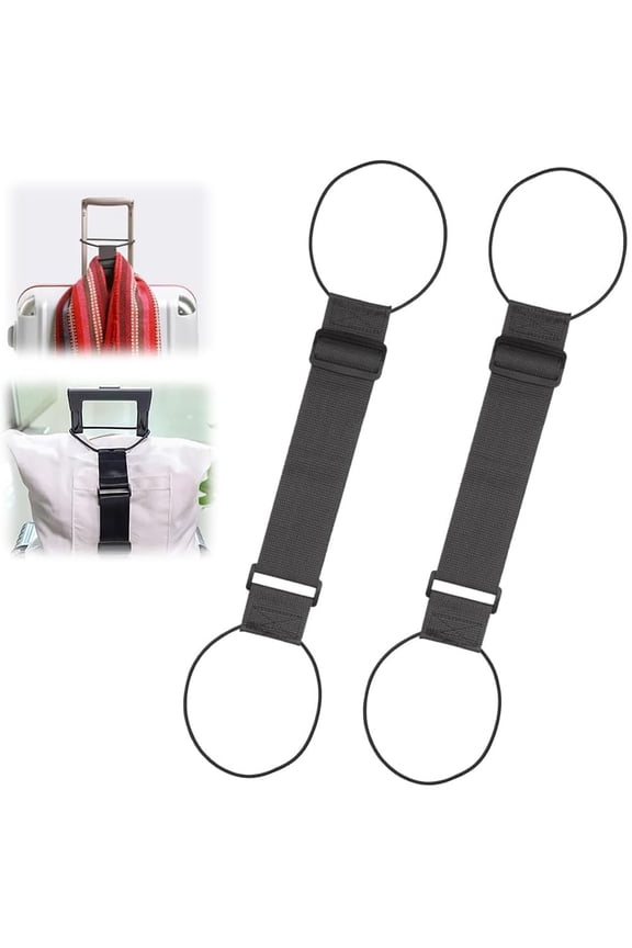 Luggage Connector Straps 2Pcs Black Adjustable Luggage Strap with Elastic Webbing for Travel