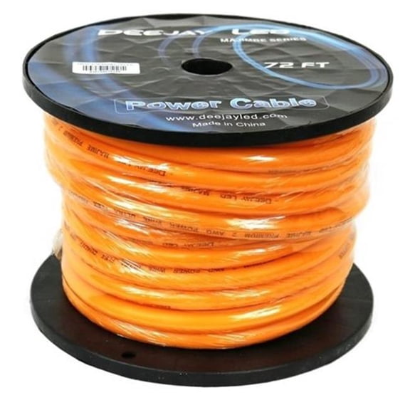 Deejay LED 2 Gauge 72 ft. 100 Percent Copper Power Cable Used for Vehicular Audio Amplifiers, Orange