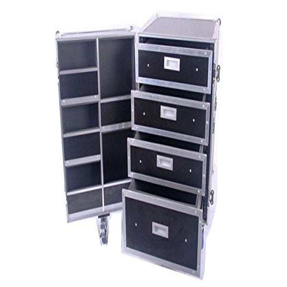 Deejay LED Fly Drive Utility & Storage Case with Drawers, Compartments, Caster Board and Wheels