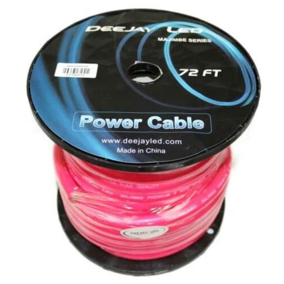 Deejay LED TBH072PINKMIX 0 Gauge 72 Ft 70% Aluminum/30% Copper Power Cable Used For Vehicular Audio Amplifiers Pink