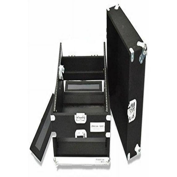 Slant Rack Drive Tour Case 2U-Space Amplifier Side 10U-Space Mixer Side w/Black Carpeted Exterior