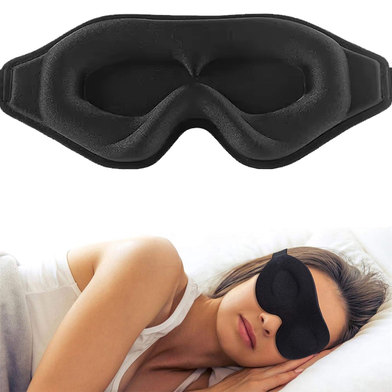 Deenee's 3D Sleep Mask for Women and Men, Eye Mask for Sleeping, Eye Cover Blackout Masks, Weighted Sleeping Pad, Black Blindfold, Travel Accessories