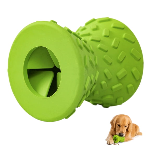 Dog Treat Dispensing Chew Toy, Natural Rubber Slow Feeder Puzzle Teething Toy for Small & Medium Dogs & Puppies, Interactive Rolling Boredom Relief Dental Toy, Fresh Green