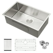 Deep 10 Inch Single Bowl Undermount Stainless Steel Kitchen Sink - 33x19x10 16 Gauge  33 Inch Undermount Sink for Modern Kitchen Upgrade