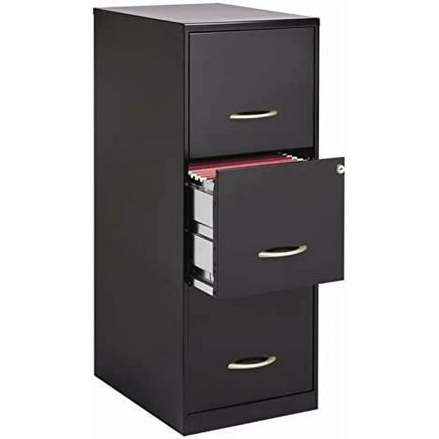 Deep 3Drawer Modern Metal Vertical File With Cam Lock, HighSides, Letter Size, Smooth