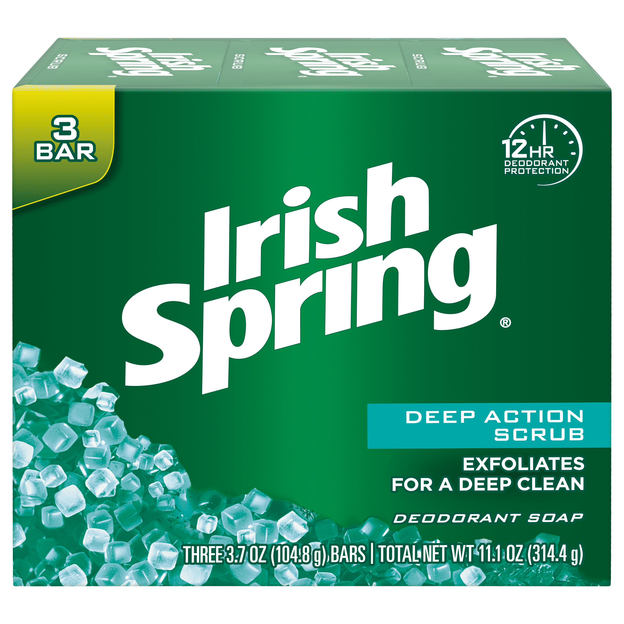 Deep Action Scrub Deodorant Soap by Irish Spring, 3 Ct