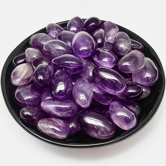 Deep Amethyst Healing Crystal Stone Set - 24 Pieces, 0.6" Natural & Polished Stones for Healing, Meditation, Reiki, Chakra, Crafting & Decoration