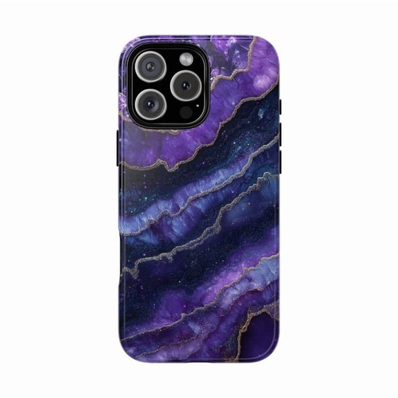 Deep Amethyst Purple Crystal Geode Rock Pattern Case for iPhone 17 16 15 14 13 12 11 Pro Max