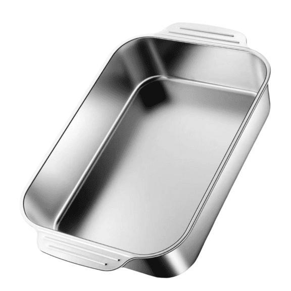Deep Baking Pan Dish, Heavy Duty Durable Stainless Steel Sheet Pan For Healthy Uncoated Cooking And Baking, Extra Deep To Contain More Food And Prevent Splatters, 1Pcs