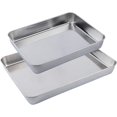 thumbnail image 1 of Deep Baking Pans Set, 16 &12 inch Large Stainless Steel Cake Pans, Rectangular Metal Cookie Sheets for Oven, Bread Tray, No Warped & Heavy Duty & Easy Clean, 1 of 8