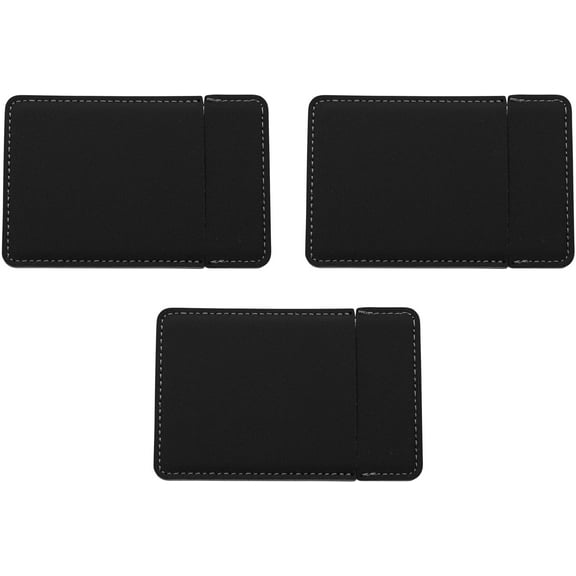 Set of 3 Ultra Slim Compact Shatterproof Stainless Steel Mirrors With Faux Leather Sleeve (Black)