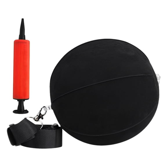 Deep Black Golf Training Ball with Rope, 5.9 in / 15 cm Inflatable Intelligent Ball, Golf Training Aid for Arm Posture Correction, Swing Practice, with Included Hand Pump, Portable Storage Bag