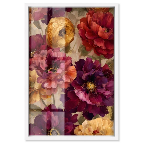 Deep Blossoming Floral Shadowbox Print Autum Art by Art Remedy, White Frame, 10 x 15
