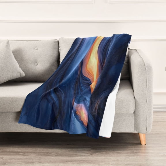 Deep Blue Abstract Shapes Throw Blanket 60" x 90" Soft and Warm Blankets for Couch Sofa and Bed