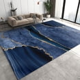 thumbnail image 1 of Deep Blue Gold Marble Area Rugs, Abstract Gold Line Blue Art Home Decor Rug, Easy Clean Large Indoor Rugs, For Front Entrance Floor Decor Bedroom Living Room Carpet, 1 of 7