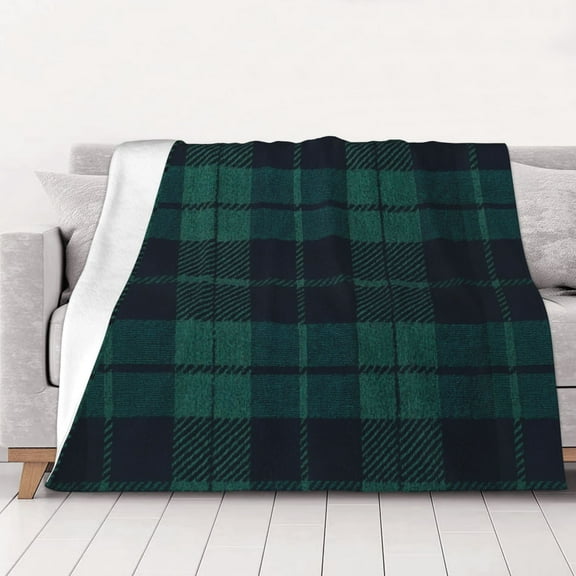 Deep Blue & Green Plaid Warm Cozy Plush Throw Blanket for Couch Bed Sofa 60"x50"