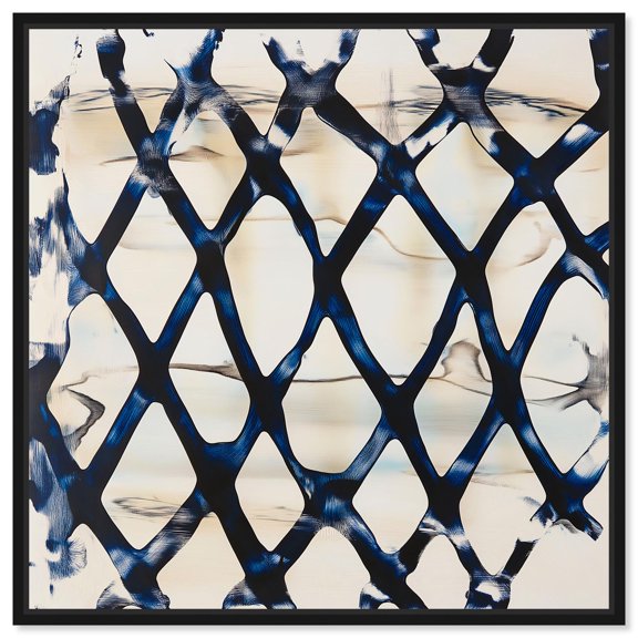 Deep Blue Interlace I Canvas Print Kitchen Wall Decor by Art Remedy, Black Frame, 40 x 40