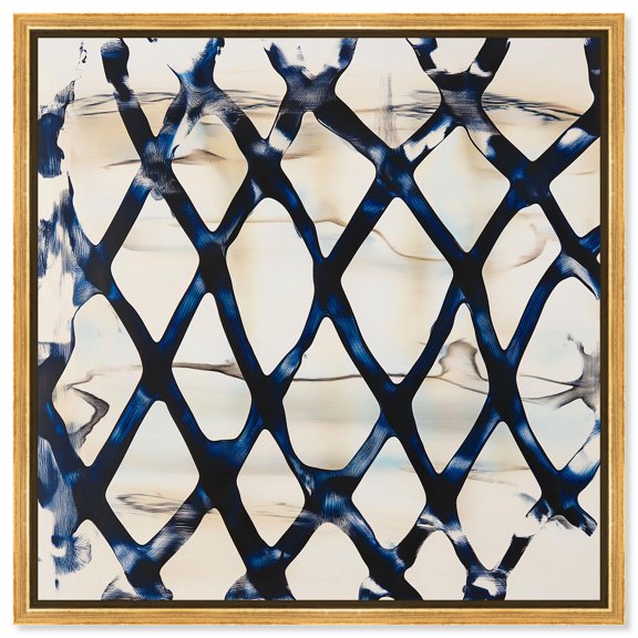 Deep Blue Interlace I Canvas Print Kitchen Wall Decor by Art Remedy, Gold Frame, 40 x 40