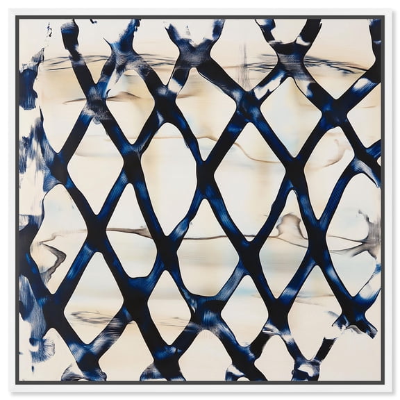 Deep Blue Interlace I Canvas Print Kitchen Wall Decor by Art Remedy, White Frame, 24 x 24