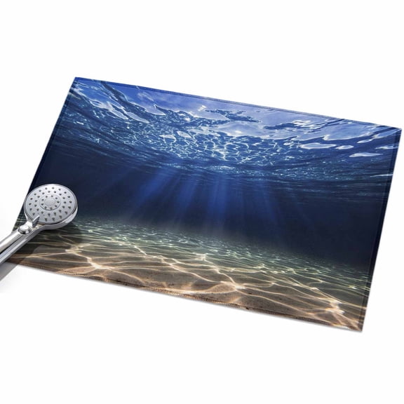 Deep Blue Ocean 2x3ft Non Slip Area Rug Underwater World Clear Water Ripple Sunlight Washable Soft Area Rugs for Living Room, Indoor Circle Carpet for Bedroom Dining Room Kitchen