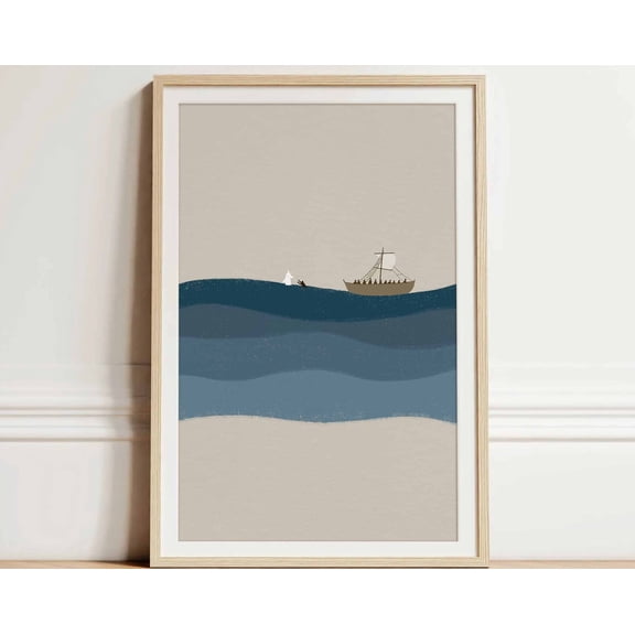 Deep Blue Ocean Painting,Tretched Print, Earth Tone Waves Art Texture Wall Art Living Room Painting, Dbo6 Wall Art, Modern Wall Decor, 8x12 UNFRAMED