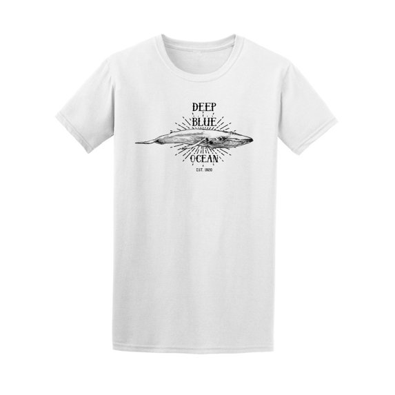 Deep Blue Ocean Whale Sketch Tee Men's -Image by Shutterstock