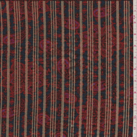 Deep Blue Paisley Chintz, Fabric Sold By the Yard