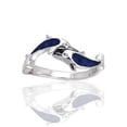 thumbnail image 1 of Deep Blue Paua Shell Double Dolphin Sterling Silver Ring, 1 of 3