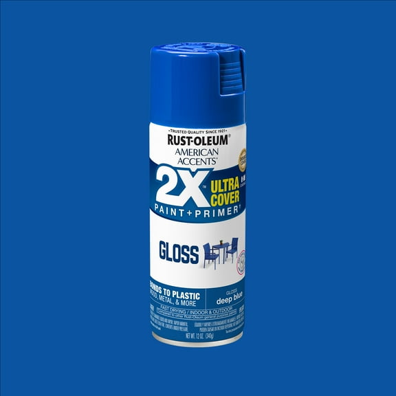 Deep Blue, Rust-Oleum American Accents 2X Ultra Cover Gloss Spray Paint-327878, 12 oz