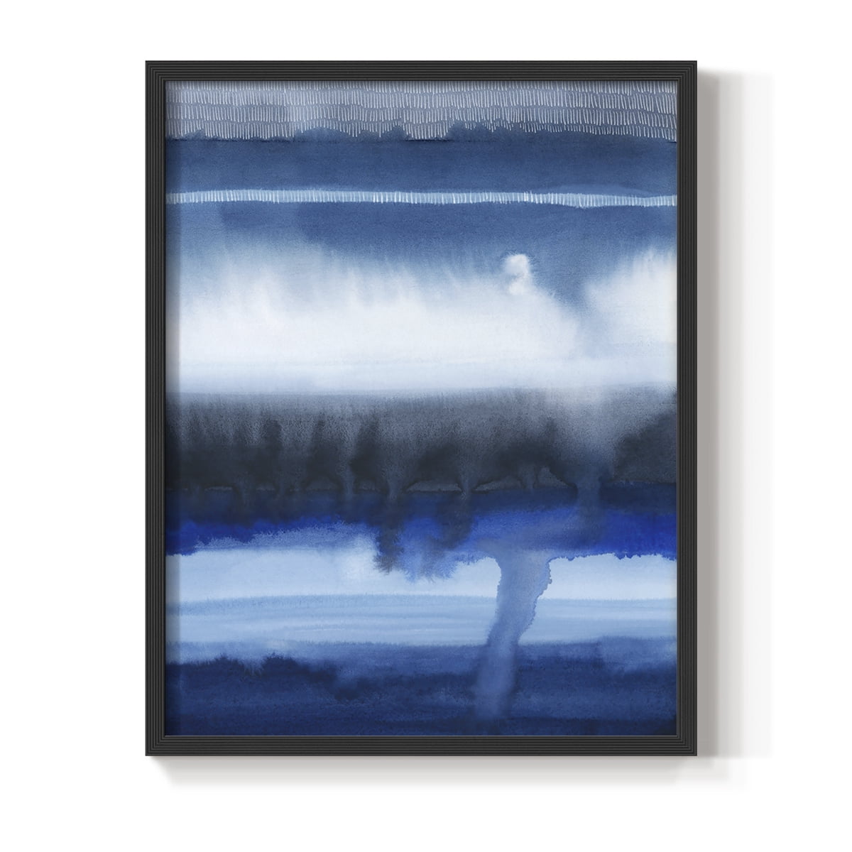 Deep Blue Shore I Framed Print in Black Solid Wood Framed Print No Nail Hanging