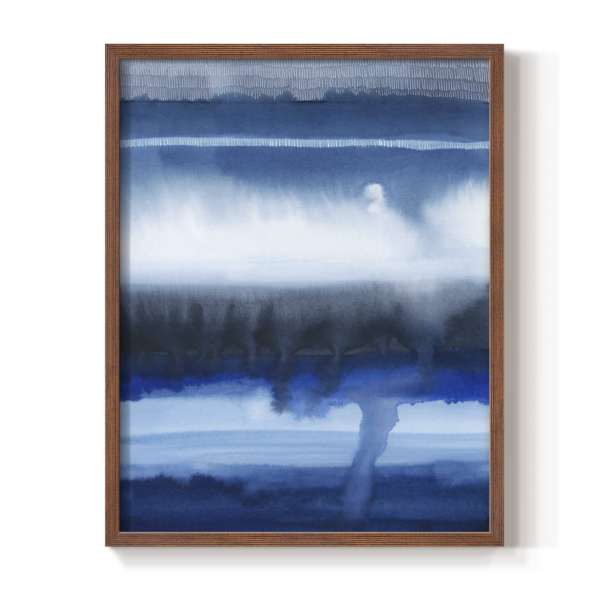 Deep Blue Shore I Framed Print in Brown Solid Wood Framed Print No Nail Hanging