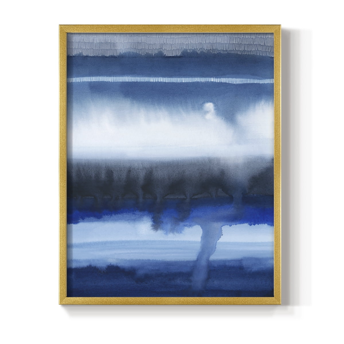 Deep Blue Shore I Framed Print in Gold Solid Wood Framed Print No Nail Hanging