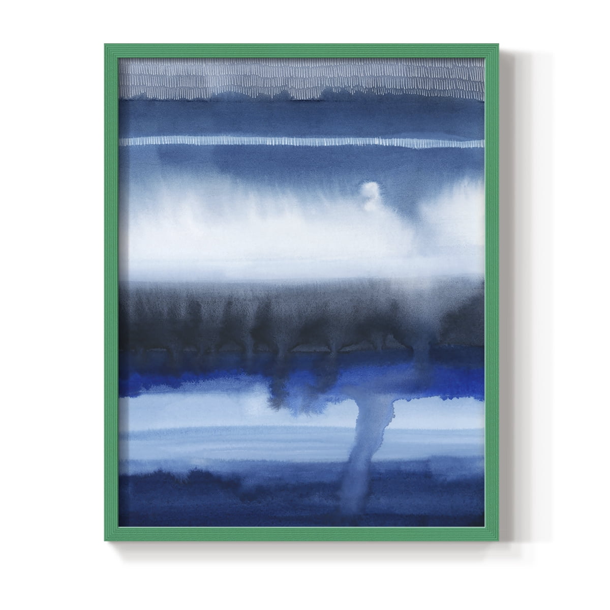 Deep Blue Shore I Framed Print in Green Solid Wood Framed Print No Nail Hanging