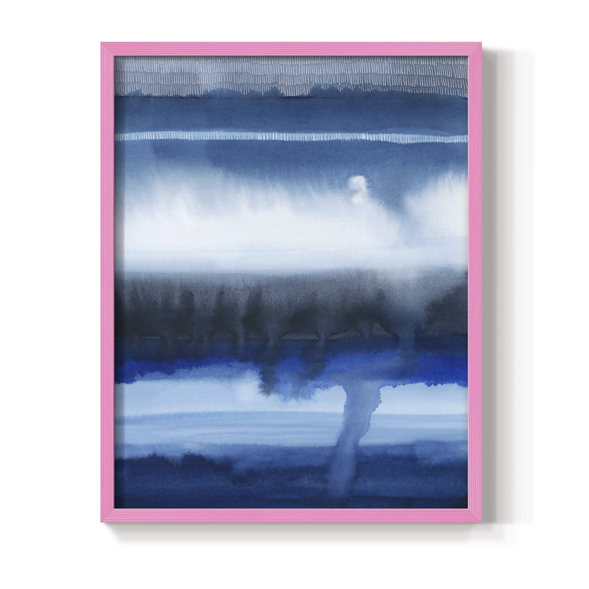 Deep Blue Shore I Framed Print in Pink Solid Wood Framed Print No Nail Hanging