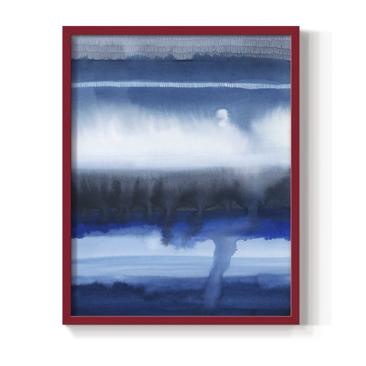 Deep Blue Shore I Framed Print in Red Solid Wood Framed Print No Nail Hanging