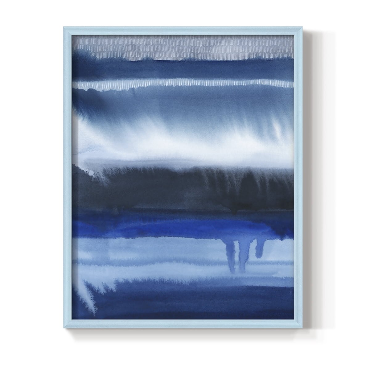 Deep Blue Shore II Framed Print in Blue Solid Wood Framed Print No Nail Hanging