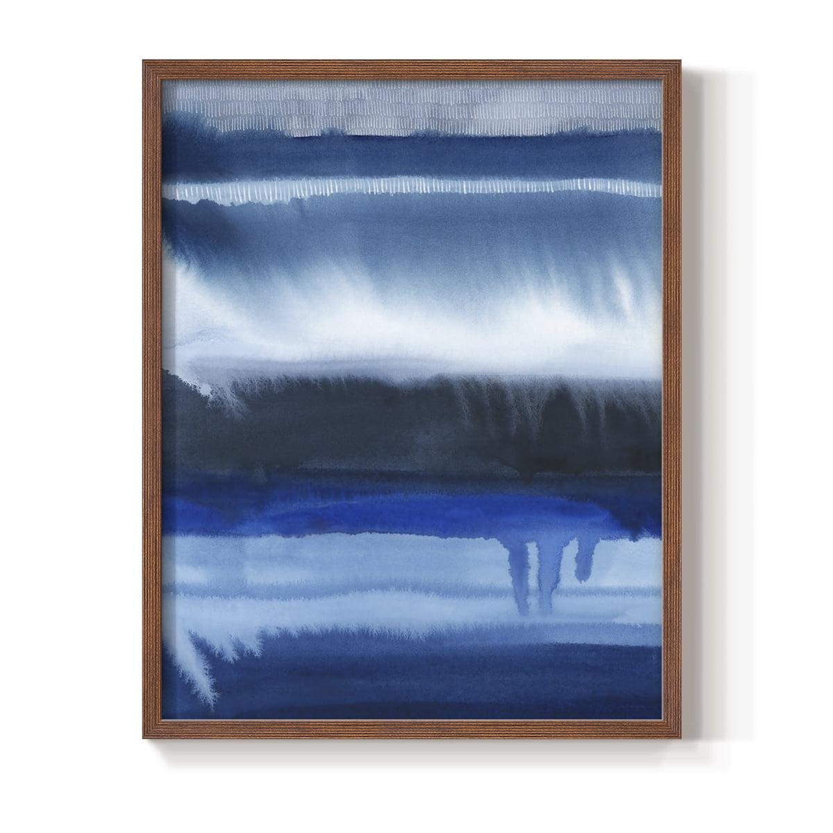 Deep Blue Shore II Framed Print in Brown Solid Wood Framed Print No Nail Hanging