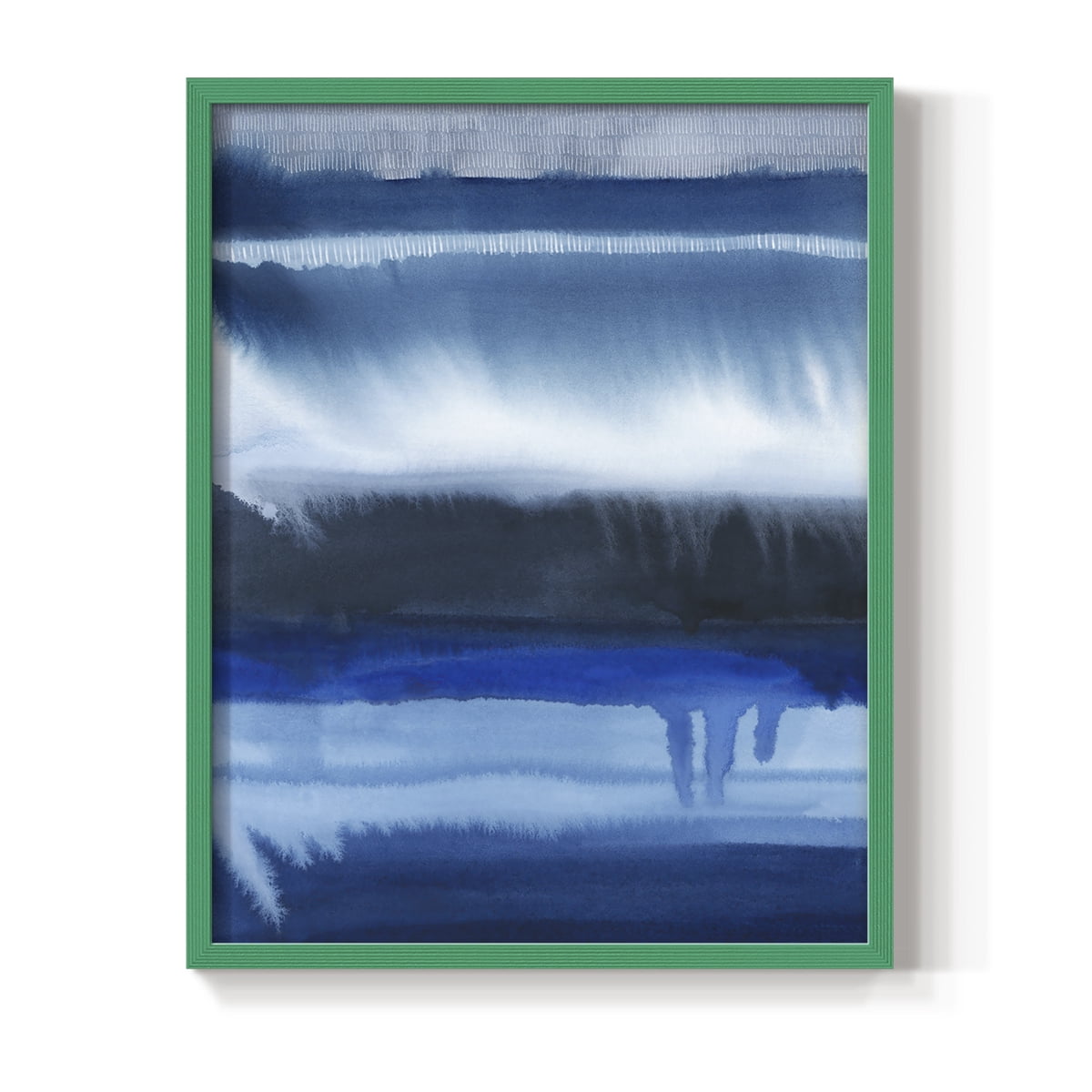 Deep Blue Shore II Framed Print in Green Solid Wood Framed Print No Nail Hanging