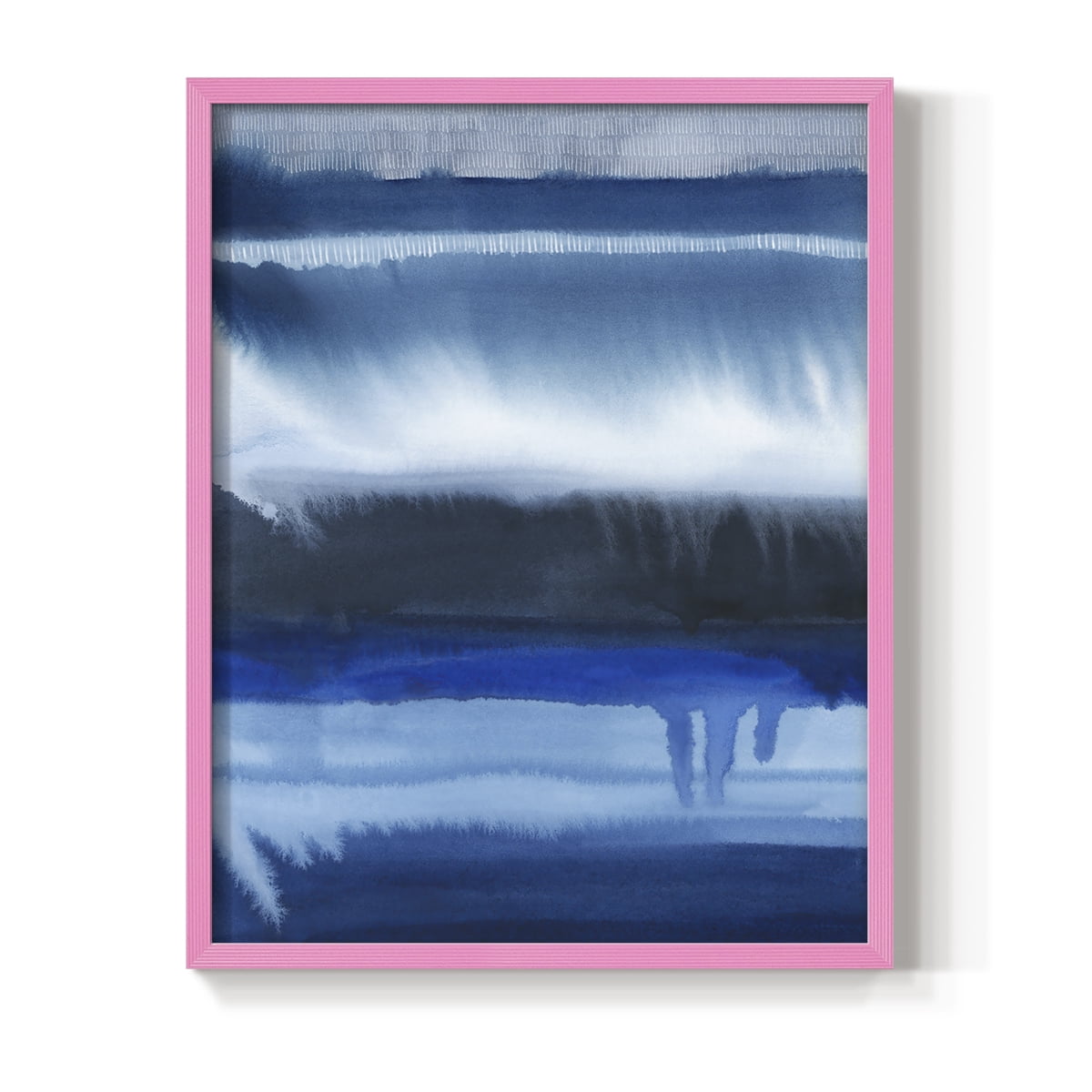 Deep Blue Shore II Framed Print in Pink Solid Wood Framed Print No Nail Hanging