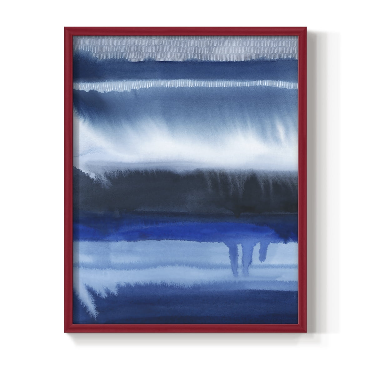 Deep Blue Shore II Framed Print in Red Solid Wood Framed Print No Nail Hanging