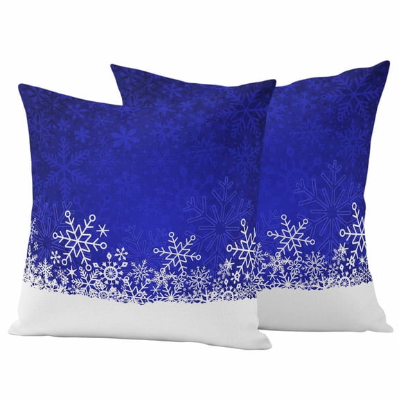 Deep Blue Snowflakes Christmas Outdoor Waterproof Pillow Covers, Winter Holiday Xmas Snowflake Decorative Square Throw Pillowcase Sofa Cushion Sham for Patio/Couch/Chair, 26"x26" 2 Pack