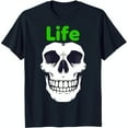 Deep Blue TShirt with White Graphic and Bright Green 'Life' Text