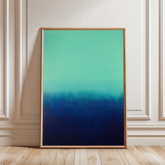 Deep Blue Turquoise Gradient Wall Art Ocean Home Decor